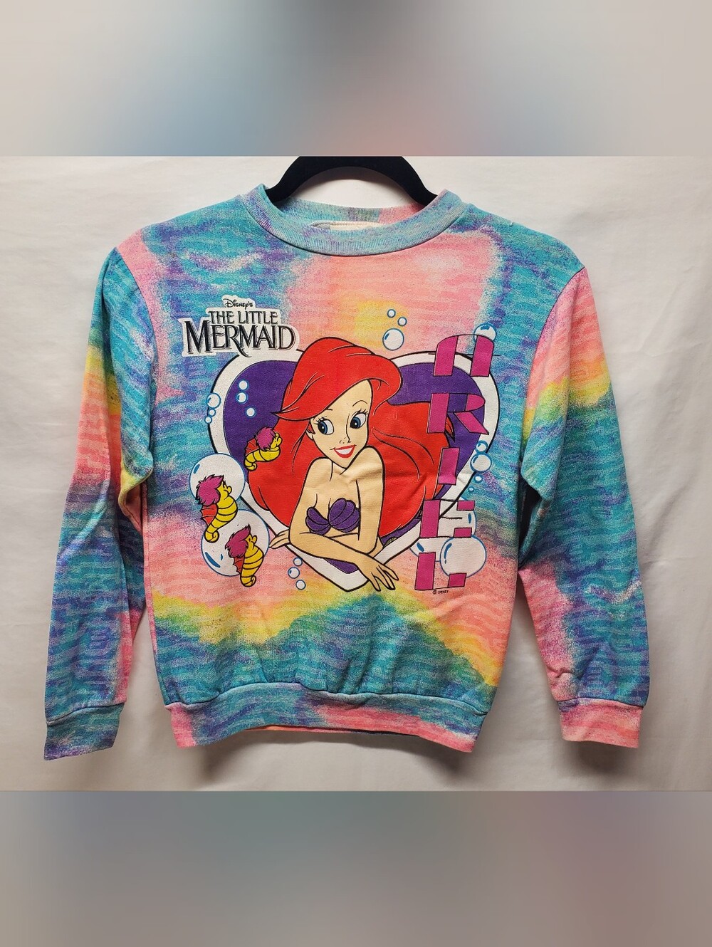 Vintage Rare ariel disney the little mermaid movie 90s sweatshirt rainbow